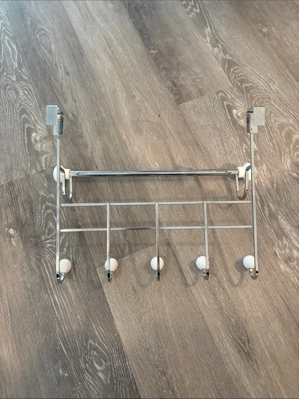 White and Chrome Wall Hook Rack - Home Wall Decor
